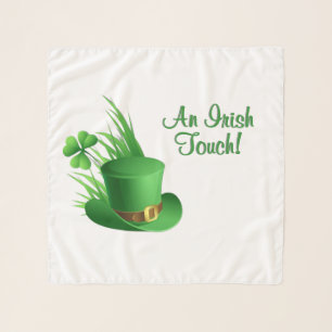 Green Top Hat Irish Clover Custom text Scarf