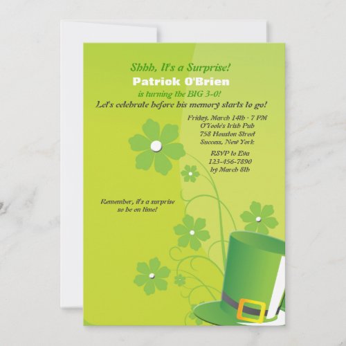Green Top Hat Party Invitation