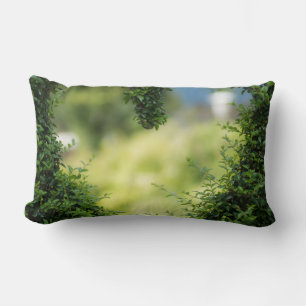 Green Topiary Heart Lumbar Pillow