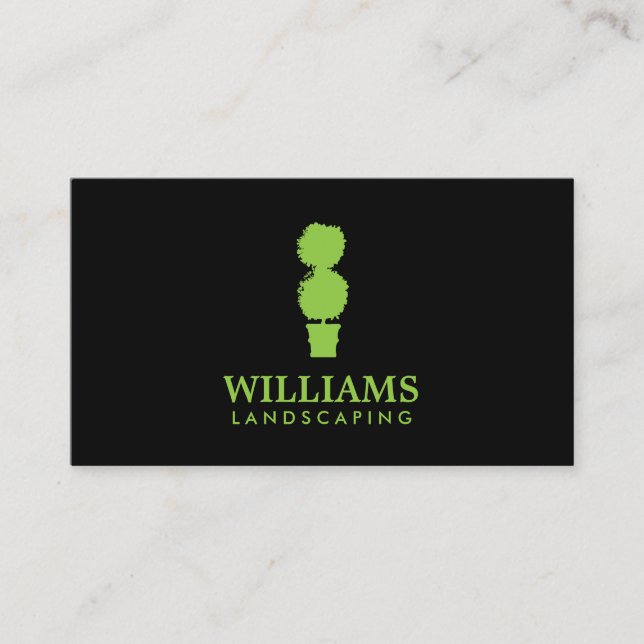 Green Topiary Plant II Landscaping Business Card (Front)