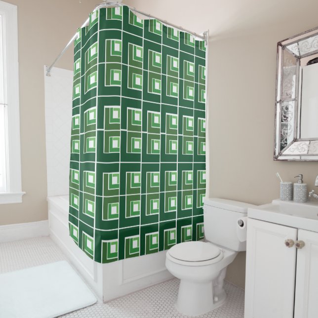 Green Topsy Turvy  Shower Curtain (In Situ)