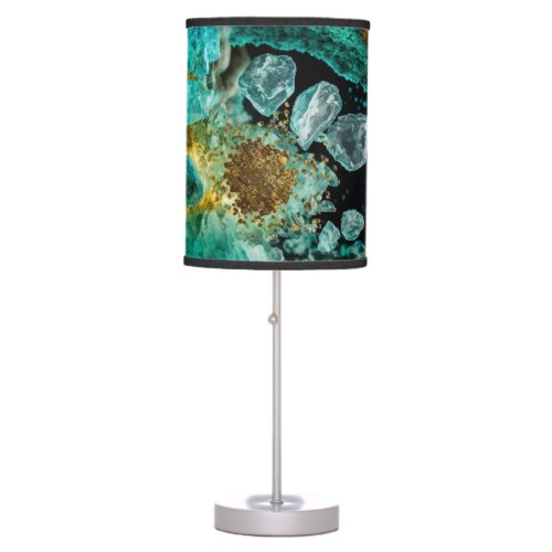  Green Tourmaline Geode Stone Pattern Table Lamp