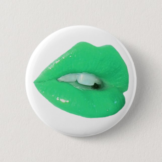 Green Toxic Kiss Button (Front)