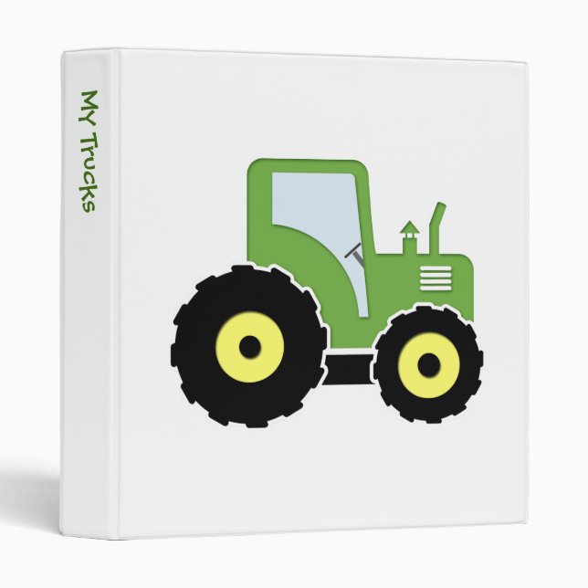 Green toy tractor 3 ring binder (Front/Spine)