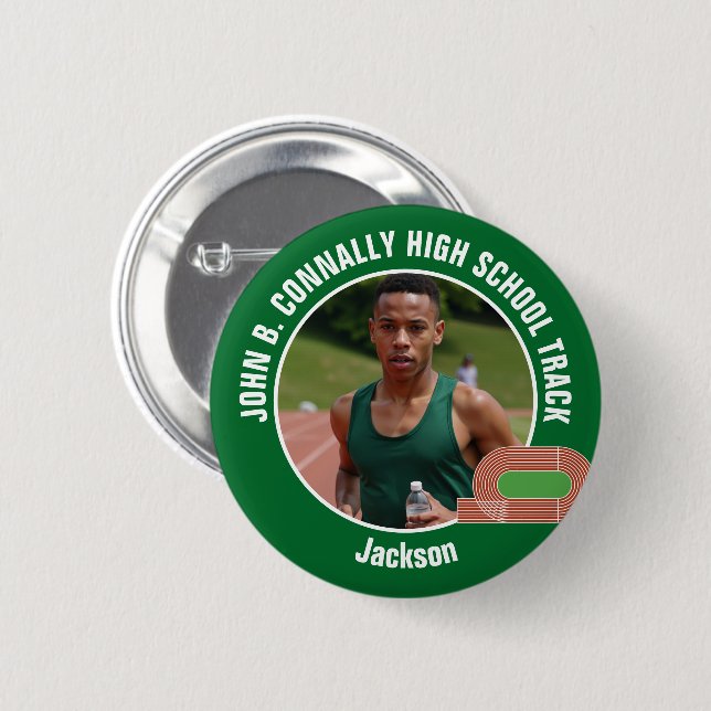 Green Track & Field Photo High School Athlete Button (Front & Back)