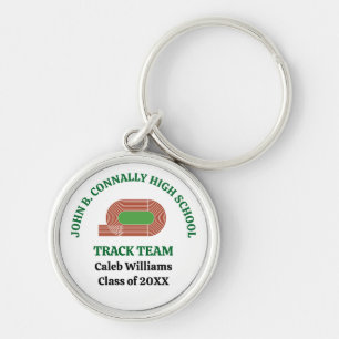 Green Track Team Custom High School Runner Keychain