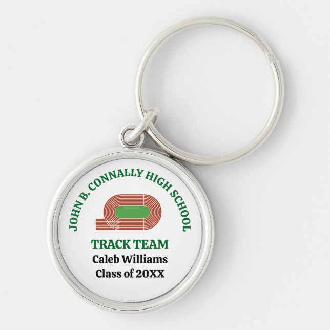 Green Track Team Custom High School Runner Keychain (Front)