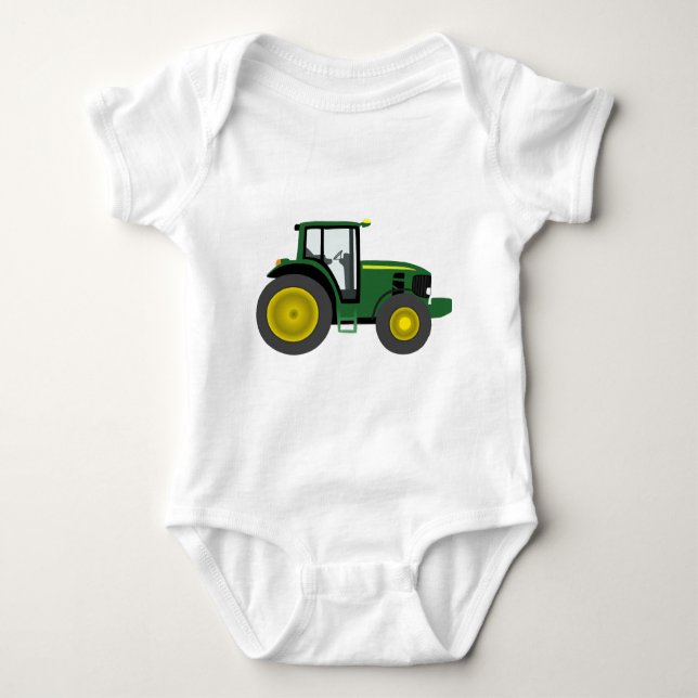 Green Tractor Baby Bodysuit (Front)