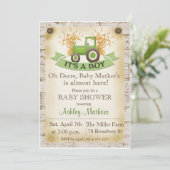 Green Tractor Baby Boy Shower Invitation (Standing Front)