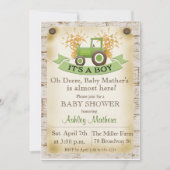 Green Tractor Baby Boy Shower Invitation (Front)