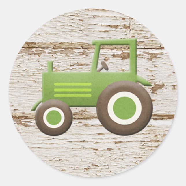 Green Tractor Baby Boy Sticker (Front)
