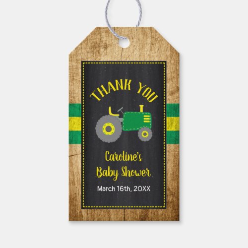 Green Tractor Baby Shower Favor Gift Tag