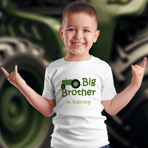 Green Tractor Big Brother In Training Baby T_Shirt