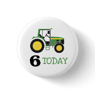 Green Tractor Birthday Age Badge Button
