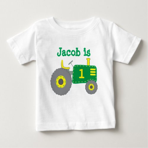 Green Tractor Birthday Baby T_Shirt