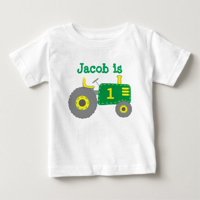 Green Tractor Birthday Baby T-Shirt (Front)