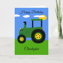 Green Tractor Birthday Card