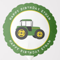 Green Tractor Birthday Custom Balloon