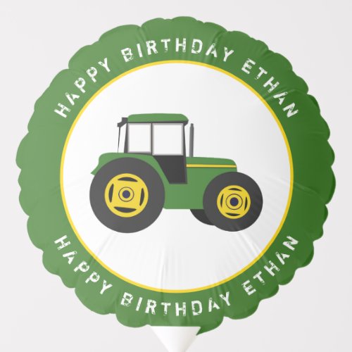 Green Tractor Birthday Custom Balloon