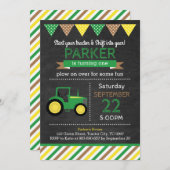 Green Tractor Birthday Invitation (Front/Back)