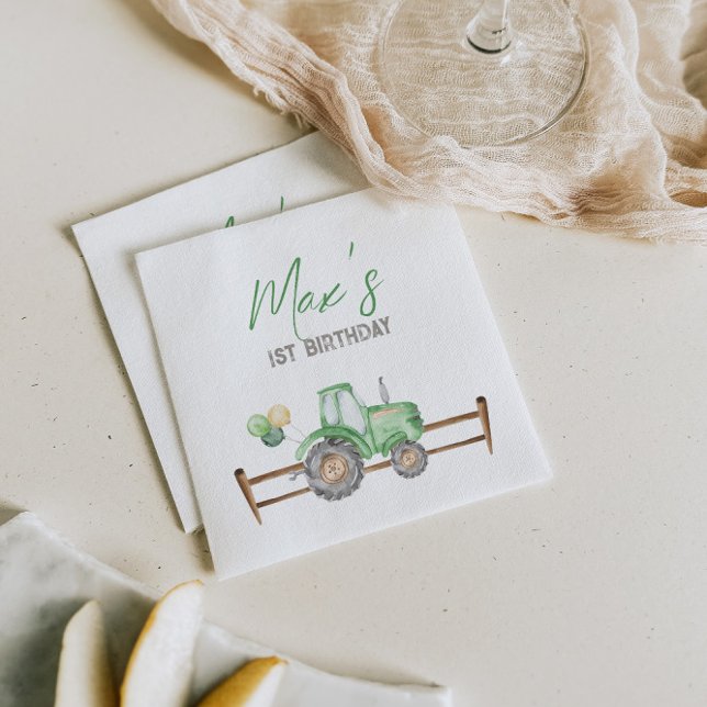 Green Tractor Birthday Napkins (Creator Uploaded)