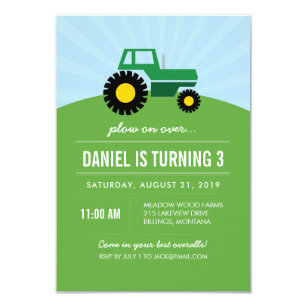 Tractor Birthday Invitations Zazzle Green Tractor Birthday Party Invitation