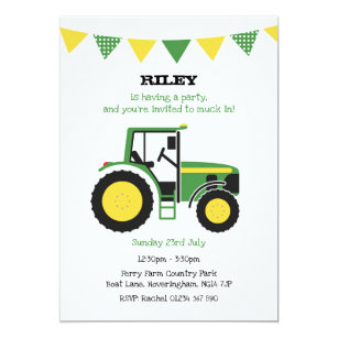 Tractor Birthday Invitations Zazzle Green Tractor Birthday Party Invite