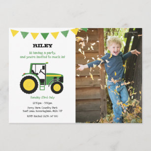 Green Tractor Invitations Invitation Templates Zazzle