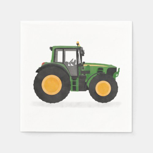 Green Tractor Birthday Party Napkins