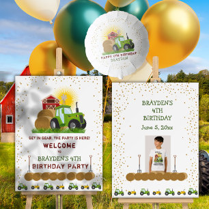 Green Tractor 🚜 Birthday Party Photo Welcome Sign