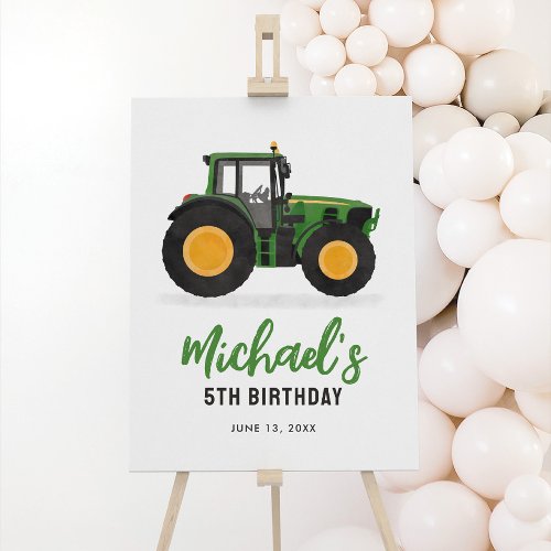 Green Tractor Birthday Party Welcome Sign