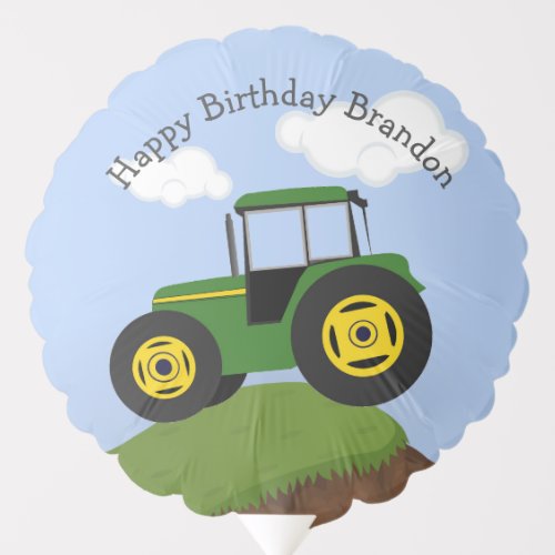 Green Tractor Birthday Personalized Balloon