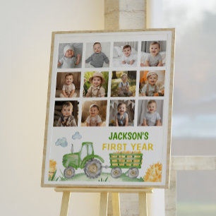 Green Tractor Birthday Photo Milestone Sign