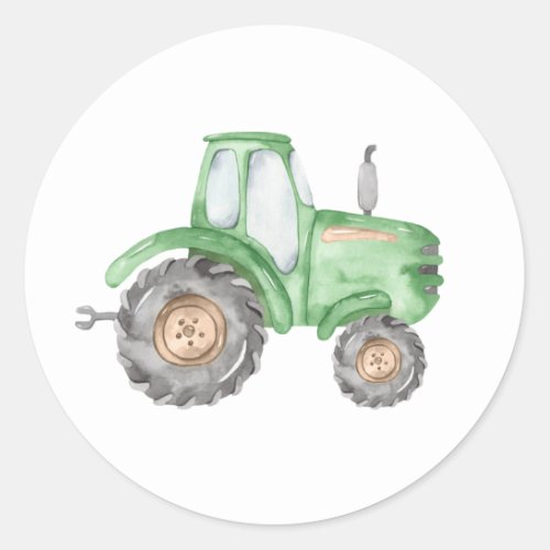 Green Tractor Birthday Sticker