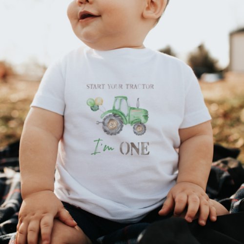 Green Tractor Birthday T_Shirt