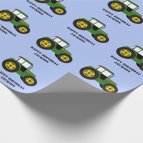 Green Tractor Birthday Wrapping Paper