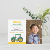 Green Tractor Boys Birthday Party With Photo Invitation (Standing Front)
