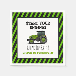 Green Tractor Boys Farm Birthday Party Napkins