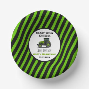 Green Tractor Boys Farm Birthday Party Paper Bowls