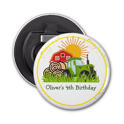  Green Tractor  Boys Themed Birthday Party Bottle Opener