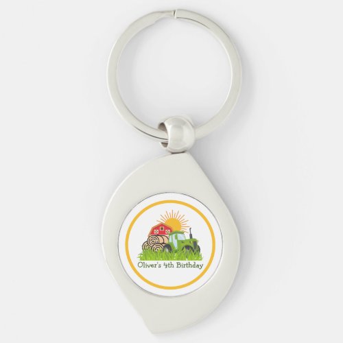 Green Tractor  Boys Themed Birthday Party  Keychain