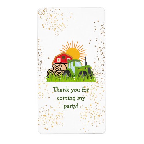 Green Tractor  Boys Themed Birthday Party Label