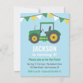 Green Tractor Bunting Flags Boys Birthday Party Invitation (Front)