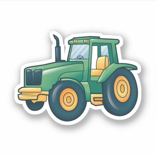 Green Tractor Cartoon  Sticker (Front)