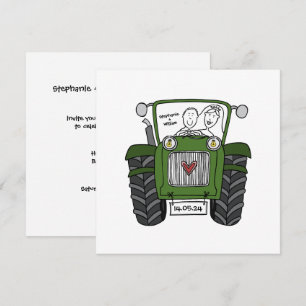Green Tractor Country Wedding Evening Reception  Invitation