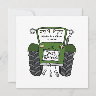 Green Tractor Country Wedding  Invitation