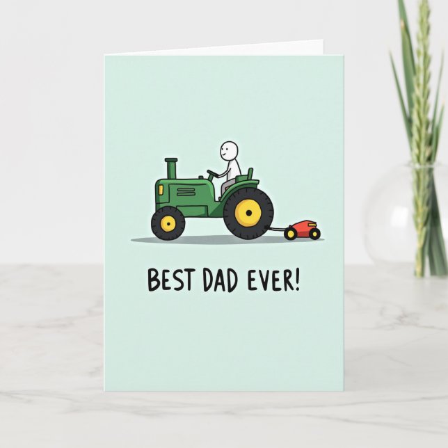 Green Tractor Dads Day Card (Front)