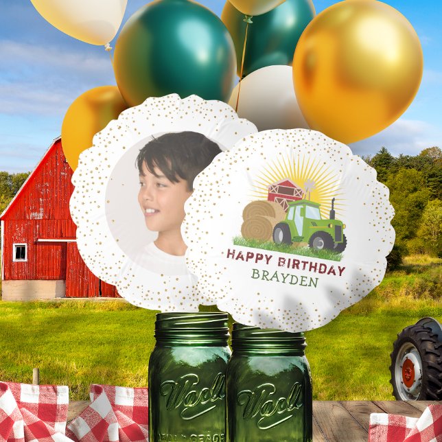 Green Tractor 🚜 Decorations Photo Birthday Party Balloon (Green Tractor 🚜 Decorations Photo Birthday Party Balloon)