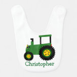 Green Tractor Design Just Add Name Baby Bib