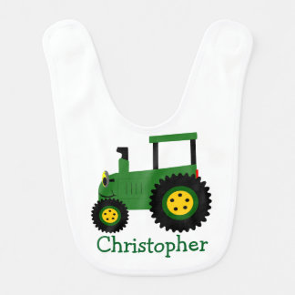 Green Tractor Design Just Add Name Baby Bib